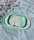 Handmade Eco Resin Trinket Dish & Soap Dish Set | Seafoam & White Marble