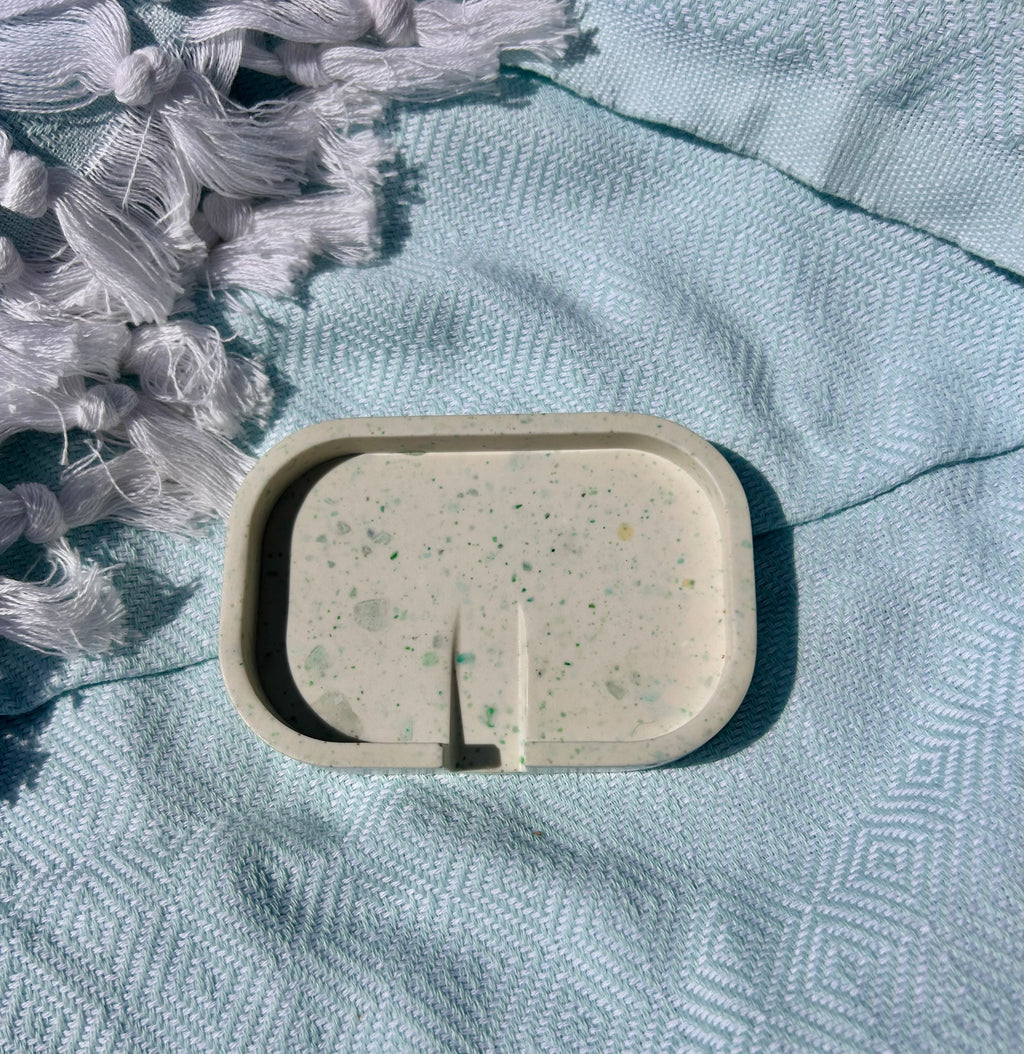 Handmade Eco Resin Trinket Dish & Soap Dish Set | Speckled Mint